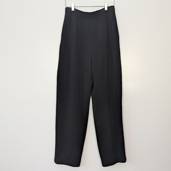 Liz Claiborne Collection Black Pleated Straight Leg Dress Pants 10 Vintage - Picture 5 of 12